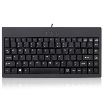 Adesso AKB-110B Mini Keyboard - Compact 87-Key Membrane Keyboard with LED Indicators and Space-Saving Design - USB/PS2 Connection - Compatible with Windows OS (Black)