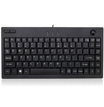 Adesso AKB-310UB - Wired USB Mini Trackball USB Keyboard, 87-Key US Layout, Black