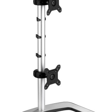 Atdec Dual Stack or Single Monitor Desk Mount - Freestanding Base - Load Screen Monitors up to 26.5lb Flat or 20lb Curved - VESA 75x75, 100x100 - Quick Display Release, tilt, pan, Landscape/Portrait