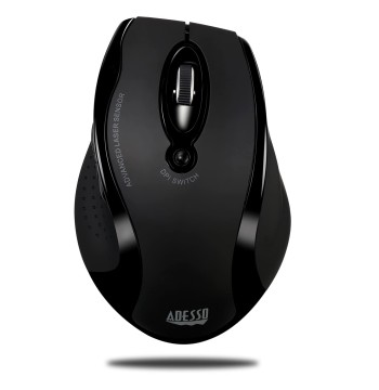Adesso iMouse G25 Wireless Ergonomic Mouse with 3 Levels Adjustable DPI 800 1200 1600 2 Internet Navigation Buttons 2.4 GHz RF Black Right Hand Right Handed Mouse for Office Desktop PC Laptop