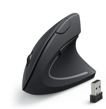 Anker 2.4G Wireless Vertical Ergonomic Optical Mouse for Work, Multi-Device Connectivity, 800/1200 /1600 DPI, 5 Buttons for Laptop, Desktop, PC - Black