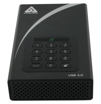 Apricorn 4TB Aegis Padlock DT 256-bit Encryption USB 3 Hard Drive (ADT-3PL256-4000)