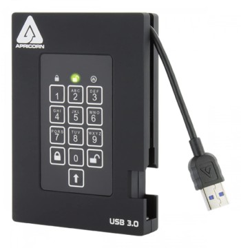 Apricorn 1TB Aegis Padlock Fortress FIPS 140-2 Level 2 Validated 256-Bit Encrypted USB 3.0 Hard Drive with PIN Access (A25-3PL256-1000F)