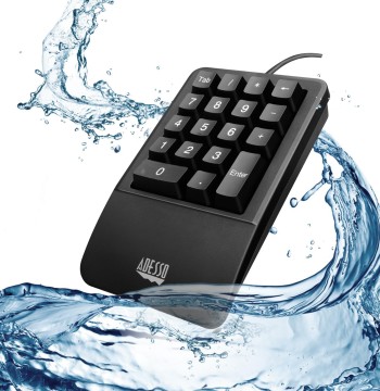Adesso AKB-618UB Waterproof Numeric Keypad for PC Numberpad with Wrist Rest Support