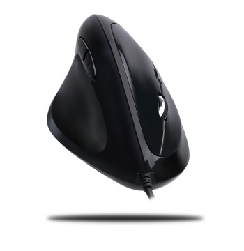 Adesso Imouse E7 - Ergonomic Mouse for Left Hand, with Cable, Programmable Functions, and Adjustable Weight, Black