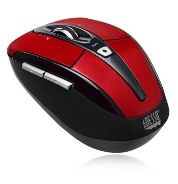 Adesso iMouse S60 Wireless Optical Mouse with 24 GHz RF Technology, Programmable Driver, Tilt-Wheel Scrolling, and Magnetically Storable Receiver (Red)