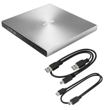 ASUS SDRW-08U9M-U/SIL 13mm External DVD Writer, Compatible with USB 2.0 and Type-C for both Mac/PC