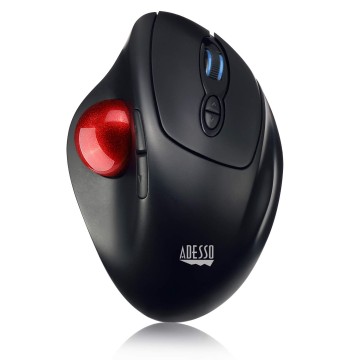 Adesso iMouse T30 Wireless Ergonomic Thumb Trackball Mouse with Nano USB Receiver, Programmable 7 Button Design, and 5 Level DPI Switch, Black