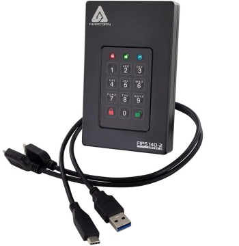 Apricorn 2TB Aegis Fortress L3- FIPS Level 3 Validated USB 3.0 Hardware Encrypted Portable Drive (AFL3-2TB) , black