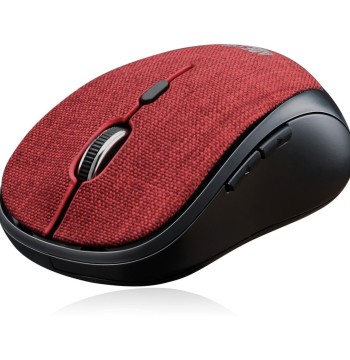 Adesso iMouse S80 2.4Ghz Fabric Wireless Red Fabric Mini Optical Mouse, 5-Button (Red)
