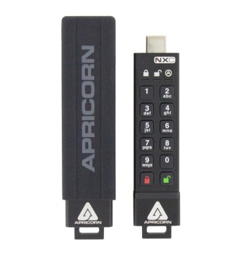 Apricorn 32GB Aegis Secure Key 3 NXC 256-Bit Hardware-Encrypted USB 3.2 Type C Flash Drive, FIPS 140-3 Level 3 Validated (ASK3-NXC-32GB),Black