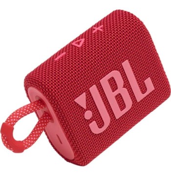 JBL GO 3 Kleine Bluetooth Box in Rot – Wasserfester, tragbarer Lautsprecher für unterwegs – Bis zu 5h Wiedergabezeit mit nur Einer Akkuladung