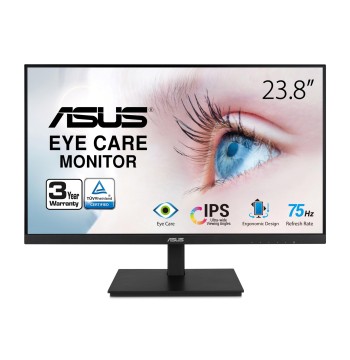 ASUS 24”1080P Monitor(VA24DQSB)-Full HD,IPS,75Hz,Speakers Adaptive-Sync Low Blue Light Flicker Free VESA Mountable Frameless, HDMI DisplayPort, VGA, USB hub Height Adjustable, Black,12.8"x21.3"x2.1"