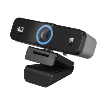 Adesso CyberTrack K4 4K Ultra HD Fixed Focus USB Webcam with Adjustable Field of View Angle, Built-in Dual Microphones, Privacy Audio/Video Switch & Tripod Mount