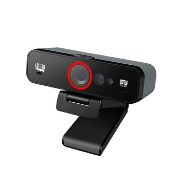 Adesso CyberTrack F1 1080P HD Fixed Focus USB Windows Hello Webcam, Camera for Desktop PC Built-in Dual Microphone, Privacy Shutter, Audio/Video Mode Privacy ON/Off Switch & Tripod Mount
