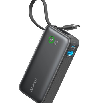Anker Nano Power Bank, 10,000mAh Portable Charger with Built-in USB-C Cable, 30W Recharging, 30W Max Output with USB-C&A, for iPhone 17/16 / 15 Series, MacBook, Galaxy, AirPods, and More