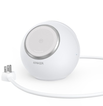 Anker MagGo Magnetic Charging Station, Qi2 Certified 15W Ultra-Fast MagSafe Wireless Charger for iPhone 15/14/13, 8-in-1 Power Strip with 3 AC and 4 USB Desktop Charger for MacBook and More (White)