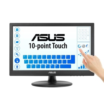 ASUS 15.6” 1080P Touch Monitor (VT169HE) - Full HD, 10-Point Touchscreen, IPS, Wide Viewing Angle, Frameless, Eye Care, Flicker Free, Low Blue Light, HDMI, Windows 11 Compliance, VESA Mountable