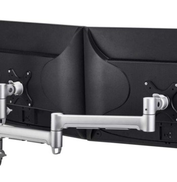 Atdec Triple Monitor arm Desk Mount - Flat and Curved up to 24in - VESA 75x75, 100x100 - Built-in arm Rotation Limiter - Quick Display Release - Tool-Free Adjustable Monitor Height, tilt, pan