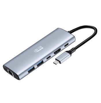 Adesso AUH-4035 7 in 1 Docking Station, Supports USB C to x1 4K HDMI, 3X USB-A 3.2, 1x PD, 1x Micro SD, 1x SD Card