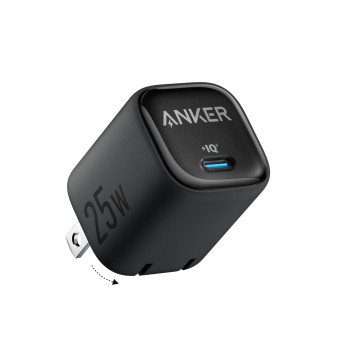 Anker 25W USB C Charger Block, Compact and Foldable Type C Charger, Supports PPS Fast Charging for Galaxy S24/Z Fold/Z Flip/Tab, iPhone 17/16 Series, iPad (Black)