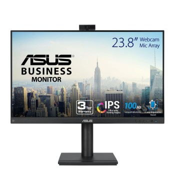 ASUS 24” 1080P Video Conferencing Monitor (BE249QFK) - IPS, 100Hz, Frameless, Full HD Webcam, Mic Array, Speakers, Height Adjustable, Ergonomic Design, Eye Care, Wall Mountable, 3 yr Warranty