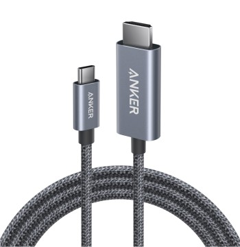 Anker HDMI Cable, 4K@60Hz Ultra-Fast Nylon-Braided USB C to HDMI Cord with Advanced Shielding, Thunderbolt 5/4/3, for MacBook, iPad, iPhone, HD TV, and More (6FT,Black)