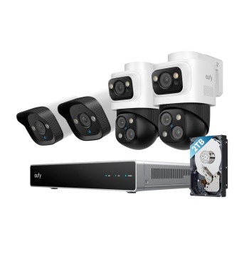 eufy PoE NVR Security Camera System S4, Power Over Ethernet, Wired, 24/7 Recording,Up to 16CH, 2TB HDD, 2 Bullet-PTZ Cams, 2 Turret Cams, 360° PTZ, AI Auto Framing & Tracking, Smart Video Search