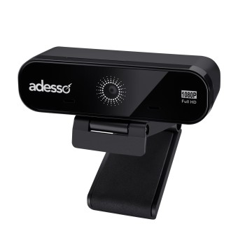 Adesso CyberTrack H8 Webcam 1080P Full HD with Auto Focus Lens, Dual Microphones Noise Cancellation, Privacy Shutter, Tripod Mount, USB Computer Camera for Video Conferencing