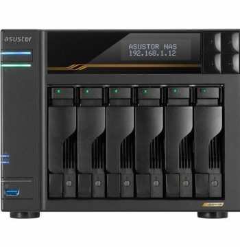 Asustor Lockerstor 6 Gen3 AS6806T 6 Bay NAS, AMD Ryzen Quad-Core 2.3 GHz, 16GB RAM ECC DDR5, 4 M.2 NVMe Slots, Dual 5GbE and Dual 10GbE Port, USB 4.0 Type-C, Network Attached Storage (Diskless) - Ryze