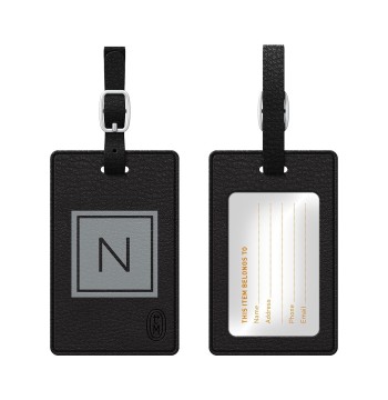Centon TAGV1BLK-M06G-N OTM Monogram Black Leather Bag TAG, Inversed, Graphite - N