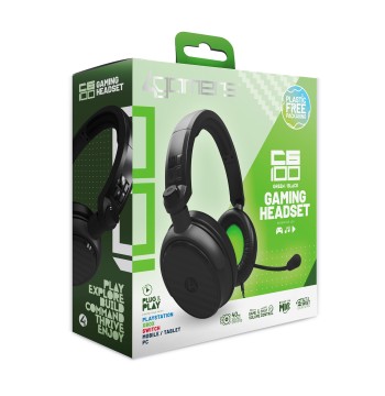 PC Accessory:  Wired Headset - 4Gamers C6-100 - Black & Green:  Compatible with PC, Switch, PS5, Xbox X|S