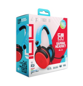 PC Accessory:  Wired Headset - 4Gamers C6 -100 - Neon Red & Blue:  Compatible with PC, PS5, Xbox X|S