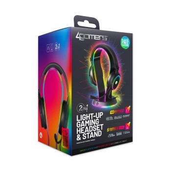 PC Accessory:  Wired Headset - 4Gamers LED Light Up Headset with Stand:  Compatible with PC, Switch, PS5, Xbox X|S