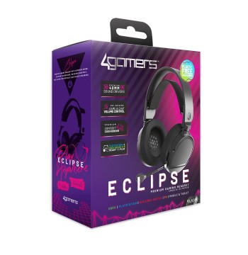 PC Accessory:  Wired Headset - 4Gamers ECLIPSE Premium Gaming Headset Black:  Compatible with PC, Switch, PS5, Xbox X|S