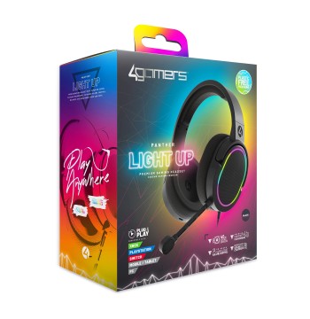PC Accessory:  Wired Headset - 4Gamers PANTHER LED Light Up Headset:  Compatible with PC, Switch, PS5, Xbox X|S