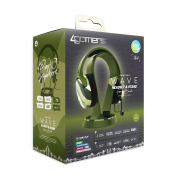PC Accessory:  Wired Headset - 4Gamers Panther Headset with Stand - Wave Forest:  Compatible with PC, Switch, PS5, Xbox X|S