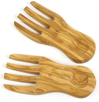 Berard Olive Wood Salad Server Hands
