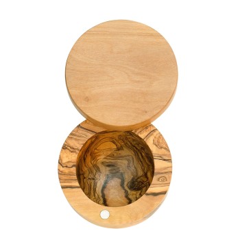 Berard Olive Wood Salt Keeper with Swivel Top