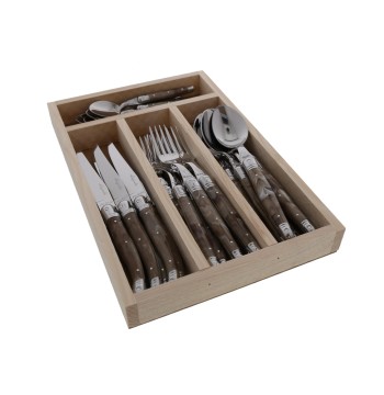 Jean Dubost 24 Piece Everyday Flatware Set in "Dark Horn" Color