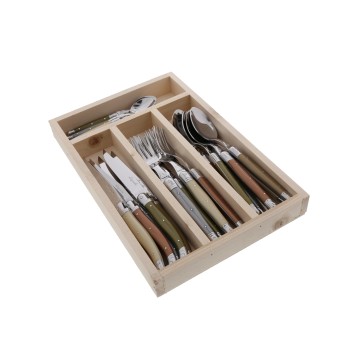 Jean Dubost 24 Pc Everyday Flatware Set with Mineral colored Handles
