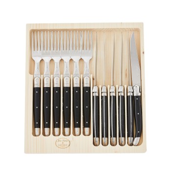 Jean Dubost 12 Pc Cutlery Set with Black Handles