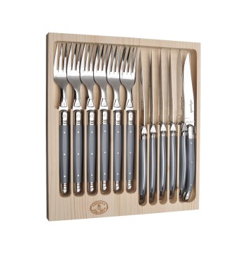 Jean Dubost 12 Pc Cutlery Set with Gray Handles