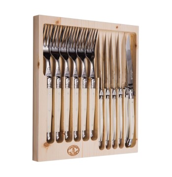 Jean Dubost 12 Pc Cutlery Set with Ivory Handles