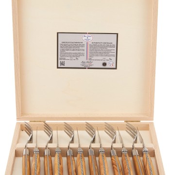 Jean Dubost 12 Pc Cutlery Set with Olive Wood Handles