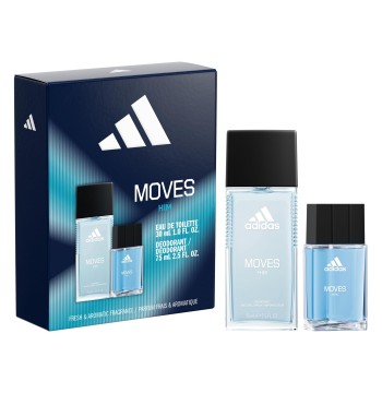 ADIDAS MOVES  - COTY-GIFT SET( EAU DE TOILETTE SPRAY 1.0 oz + DEODORANT SPRAY 2.5 oz ) Men