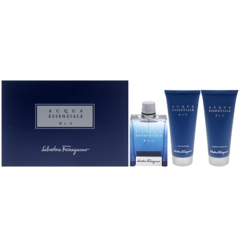 ACQUA ESSENZIALE BLU - Salvatore Ferragamo - GIFT SET EDT SPR  3.4 oz + A/S/B 3.4 + S/G 3.4 Men