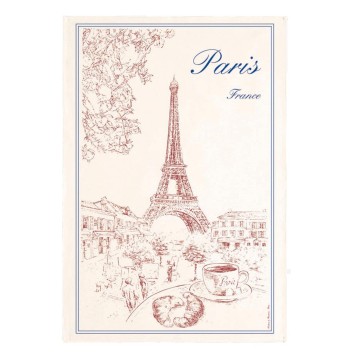 Torchons & Bouchons Tea Towel Eiffel Tower Cafe Croissant