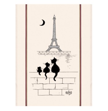 Torchons & Bouchons Tea Towel Eiffel Tower Cats