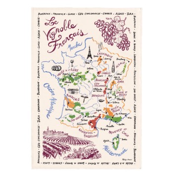 Torchons & Bouchons Tea Towel French Wine Map